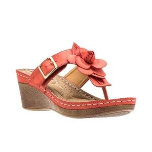 Good Choice Womens 8.5 M Coral Flora Flower Slip On Wedge Sandals NIB KL3